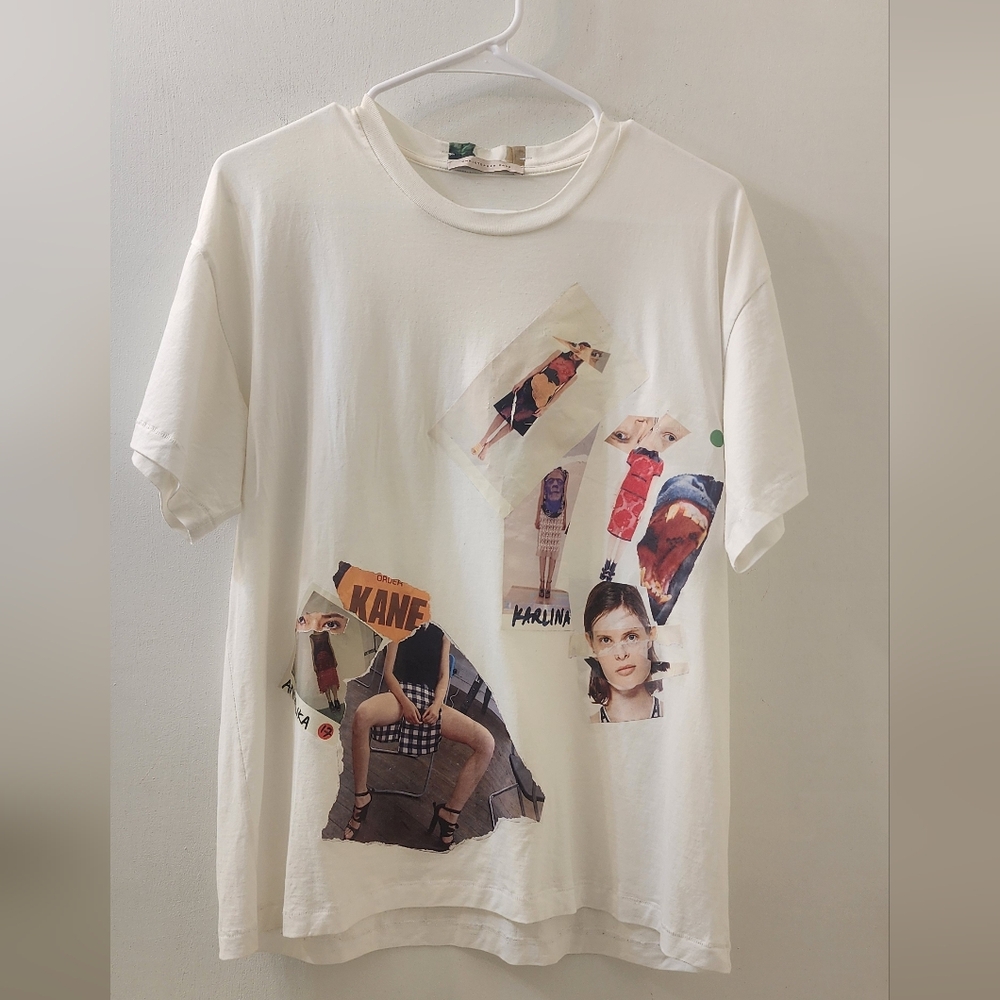 Christopher Kane  Graphic White T-Shirt,‎ Size Large, Cotton.